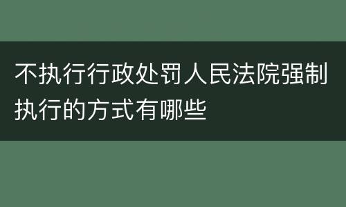不执行行政处罚人民法院强制执行的方式有哪些