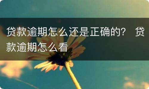 贷款逾期怎么还是正确的？ 贷款逾期怎么看