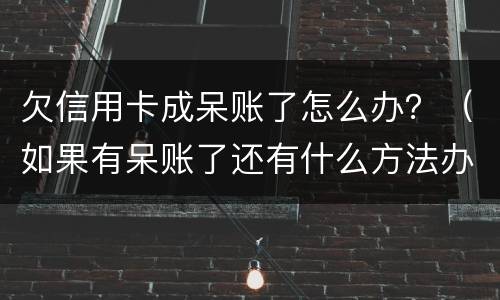 欠信用卡成呆账了怎么办？（如果有呆账了还有什么方法办信用卡）