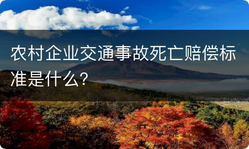 农村企业交通事故死亡赔偿标准是什么？