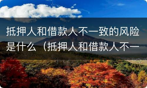 抵押人和借款人不一致的风险是什么（抵押人和借款人不一致的风险是什么意思）
