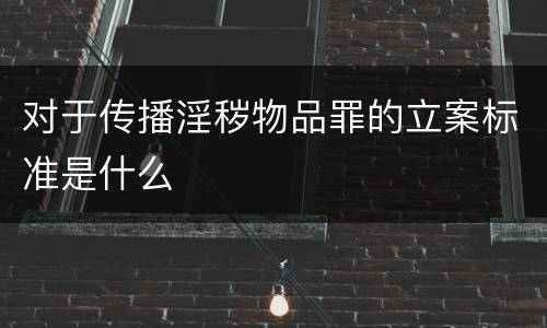 对于传播淫秽物品罪的立案标准是什么
