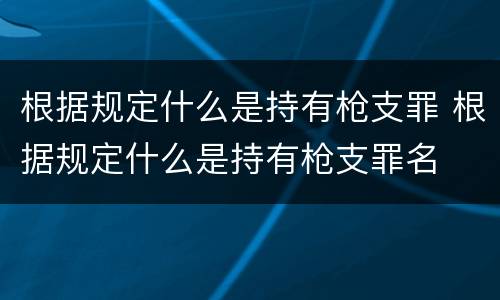 根据规定什么是持有枪支罪 根据规定什么是持有枪支罪名