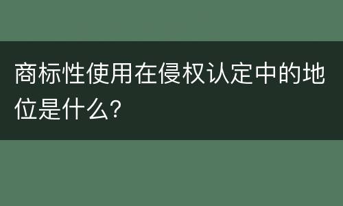 商标性使用在侵权认定中的地位是什么？
