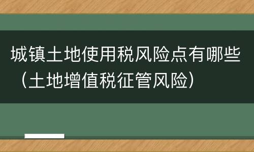城镇土地使用税风险点有哪些（土地增值税征管风险）