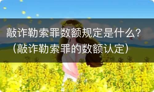 敲诈勒索罪数额规定是什么？（敲诈勒索罪的数额认定）