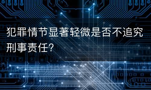 犯罪情节显著轻微是否不追究刑事责任?