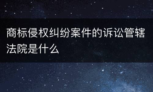 商标侵权纠纷案件的诉讼管辖法院是什么
