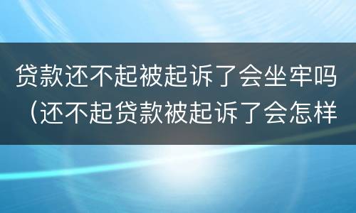 贷款还不起被起诉了会坐牢吗（还不起贷款被起诉了会怎样）