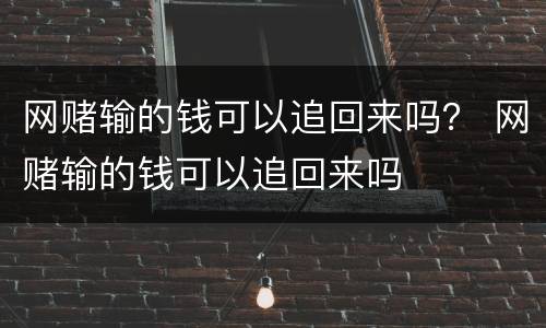网赌输的钱可以追回来吗？ 网赌输的钱可以追回来吗