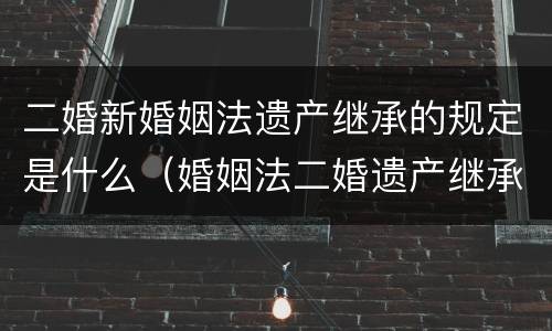 二婚新婚姻法遗产继承的规定是什么（婚姻法二婚遗产继承权）