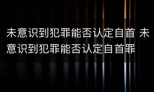未意识到犯罪能否认定自首 未意识到犯罪能否认定自首罪