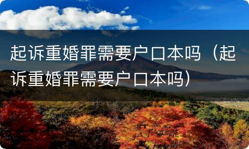 起诉重婚罪需要户口本吗（起诉重婚罪需要户口本吗）