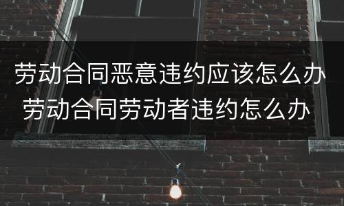 劳动合同恶意违约应该怎么办 劳动合同劳动者违约怎么办