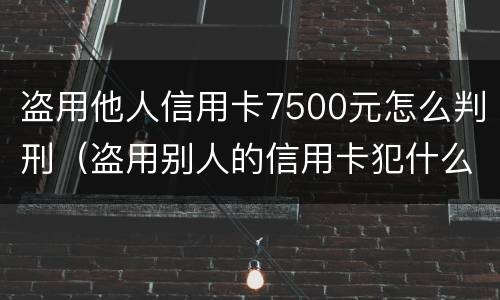 盗用他人信用卡7500元怎么判刑（盗用别人的信用卡犯什么罪）