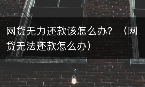 网贷无力还款该怎么办？（网贷无法还款怎么办）