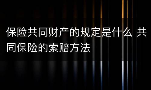 保险共同财产的规定是什么 共同保险的索赔方法