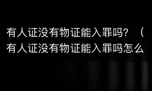 有人证没有物证能入罪吗？（有人证没有物证能入罪吗怎么处理）