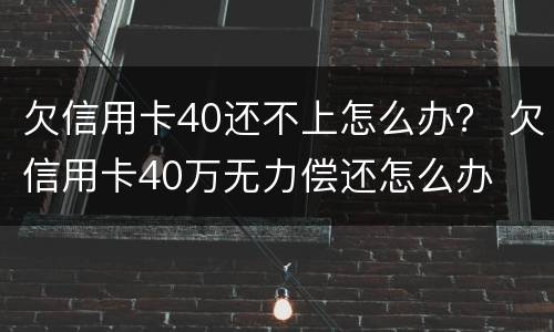 欠信用卡40还不上怎么办？ 欠信用卡40万无力偿还怎么办