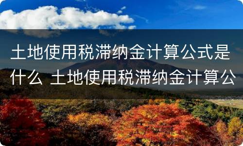 土地使用税滞纳金计算公式是什么 土地使用税滞纳金计算公式是什么意思