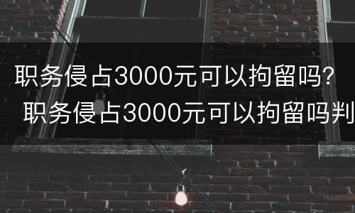 职务侵占3000元可以拘留吗？ 职务侵占3000元可以拘留吗判几年