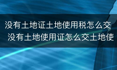 没有土地证土地使用税怎么交 没有土地使用证怎么交土地使用税