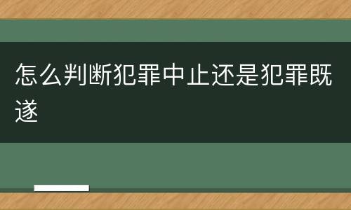 怎么判断犯罪中止还是犯罪既遂
