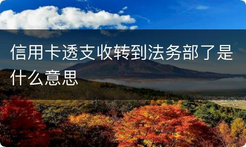 信用卡透支收转到法务部了是什么意思