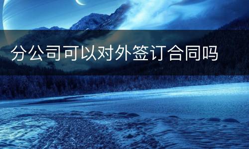 分公司可以对外签订合同吗