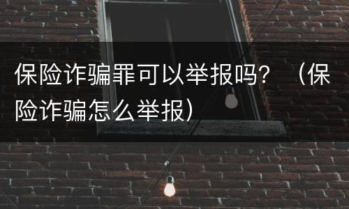 保险诈骗罪可以举报吗？（保险诈骗怎么举报）