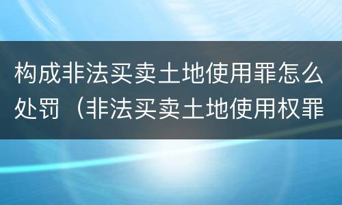 构成非法买卖土地使用罪怎么处罚（非法买卖土地使用权罪立案标准）