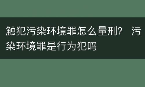 触犯污染环境罪怎么量刑？ 污染环境罪是行为犯吗