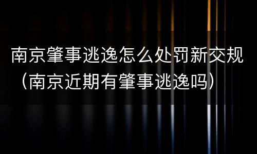 南京肇事逃逸怎么处罚新交规（南京近期有肇事逃逸吗）