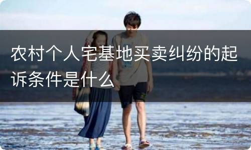 农村个人宅基地买卖纠纷的起诉条件是什么