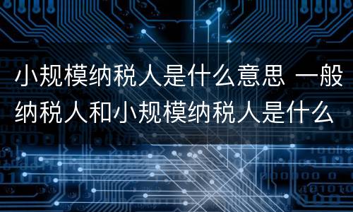 小规模纳税人是什么意思 一般纳税人和小规模纳税人是什么意思