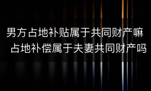 男方占地补贴属于共同财产嘛 占地补偿属于夫妻共同财产吗