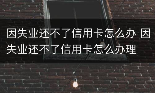 因失业还不了信用卡怎么办 因失业还不了信用卡怎么办理