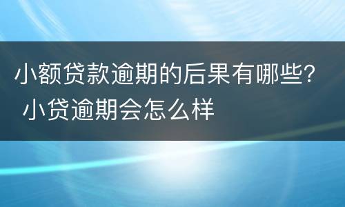 小额贷款逾期的后果有哪些？ 小贷逾期会怎么样