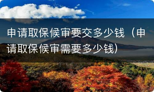申请取保候审要交多少钱（申请取保候审需要多少钱）