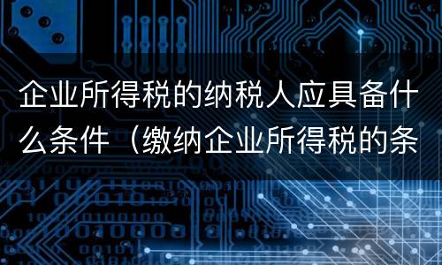 企业所得税的纳税人应具备什么条件（缴纳企业所得税的条件）