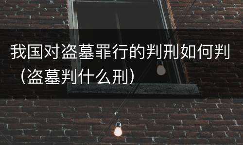 我国对盗墓罪行的判刑如何判（盗墓判什么刑）