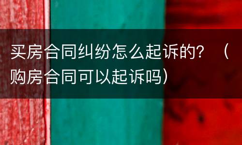 买房合同纠纷怎么起诉的？（购房合同可以起诉吗）