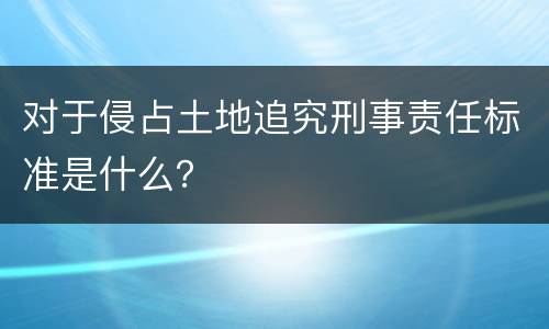 对于侵占土地追究刑事责任标准是什么？