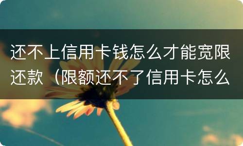 还不上信用卡钱怎么才能宽限还款（限额还不了信用卡怎么办）