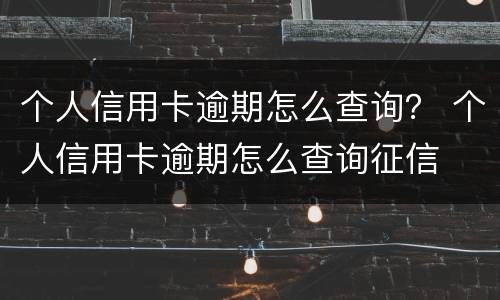个人信用卡逾期怎么查询？ 个人信用卡逾期怎么查询征信