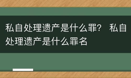 私自处理遗产是什么罪？ 私自处理遗产是什么罪名