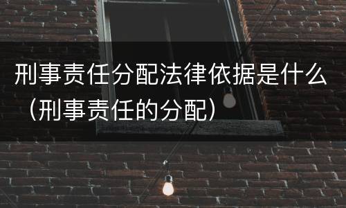 刑事责任分配法律依据是什么（刑事责任的分配）