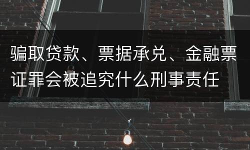 骗取贷款、票据承兑、金融票证罪会被追究什么刑事责任