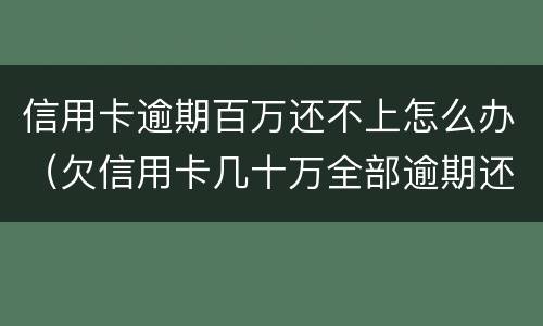 信用卡逾期百万还不上怎么办（欠信用卡几十万全部逾期还不了怎么办）