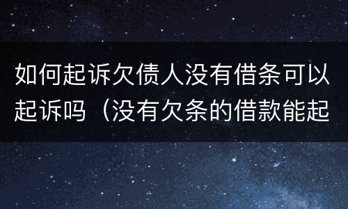 如何起诉欠债人没有借条可以起诉吗（没有欠条的借款能起诉吗）